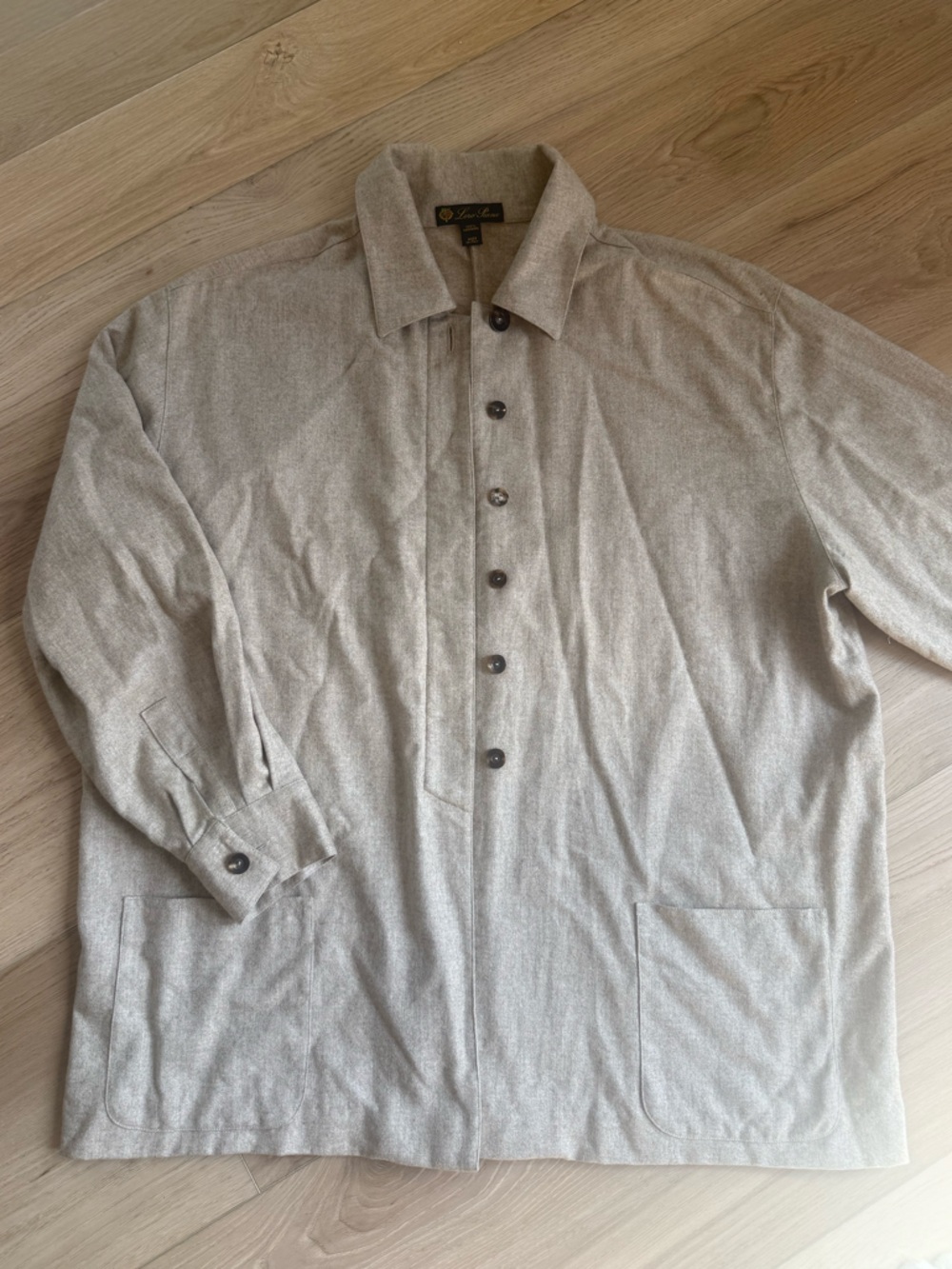 Authentic Loro Piana Light Beige 100% Cashmere Shirt Jacket size XL